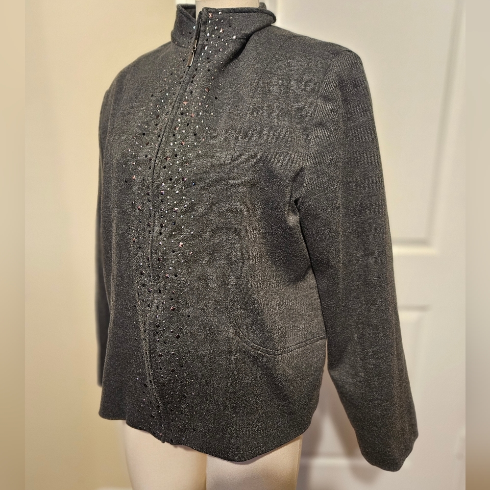 Alfred Dunner Gray Jacket with Embellishments
